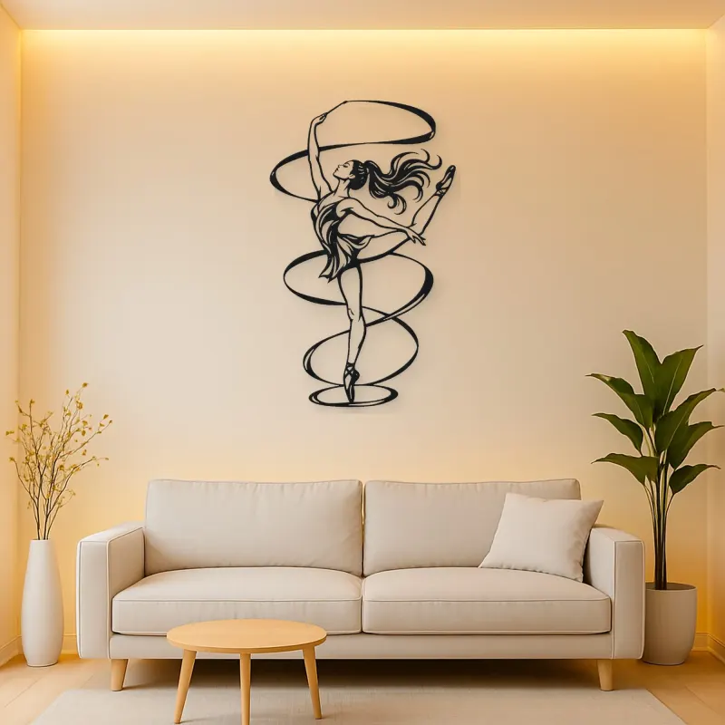 Ribbon Dancer Metal Wall Art | Movement Silhouette Decor