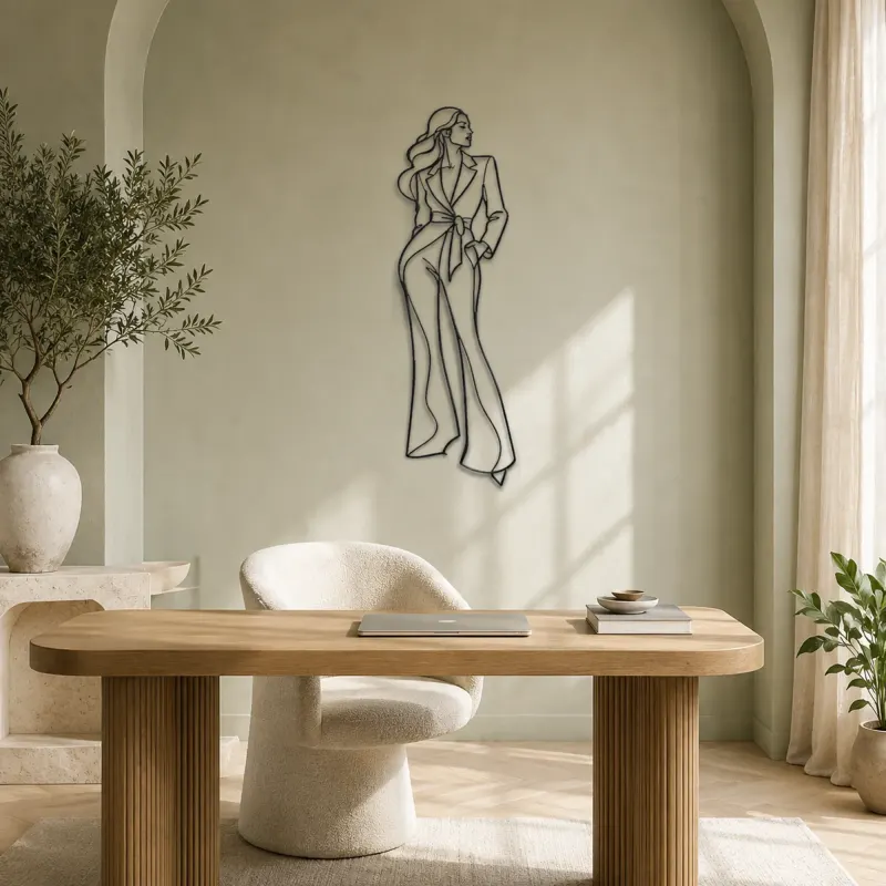 Tailored Suit Woman Metal Wall Art | Fashion Figure Wall Decor - lifestyle view 4