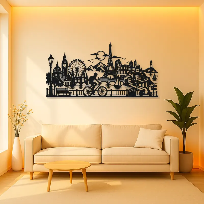 Bicycle City Ride Metal Wall Art | Travel and City Wall Decor