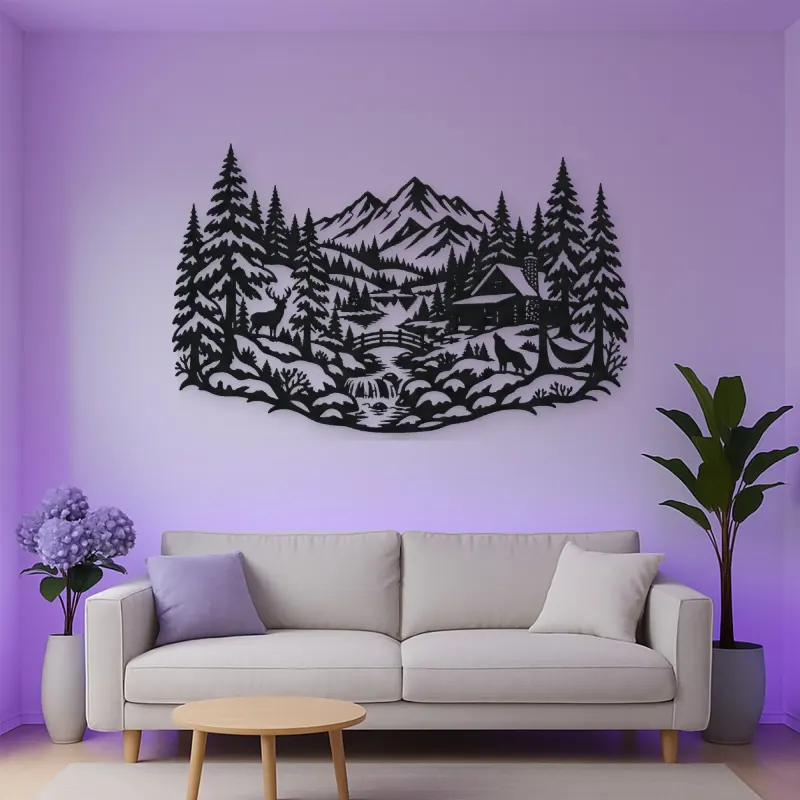 Winter Pine Forest Metal Wall Art | Nature Silhouette Decor