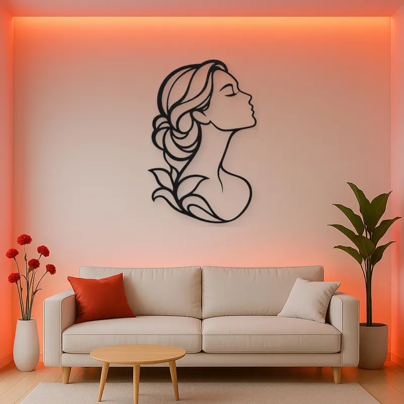 Minimal Beauty Profile Metal Wall Art | Minimalist Woman Line Art