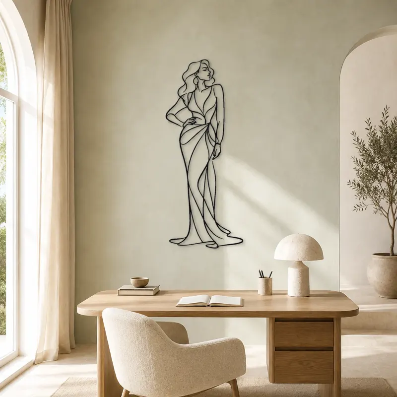 Long Sleeve Gown Metal Wall Art | Fashion Figure Wall Decor - lifestyle view 4