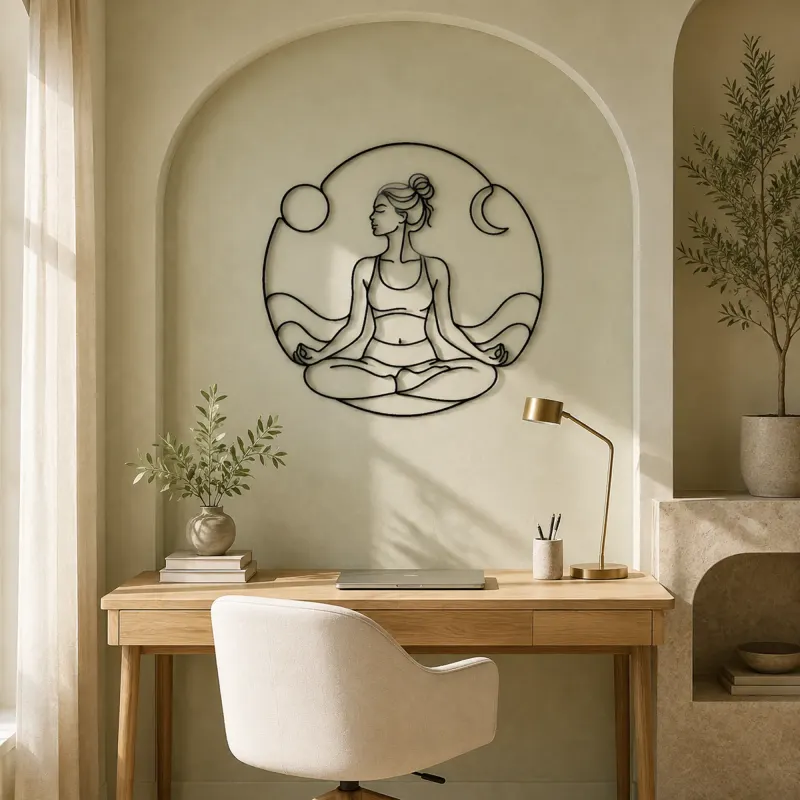 Lotus Pose Meditation Metal Wall Art | Yoga and Meditation Wall Decor - lifestyle view 4