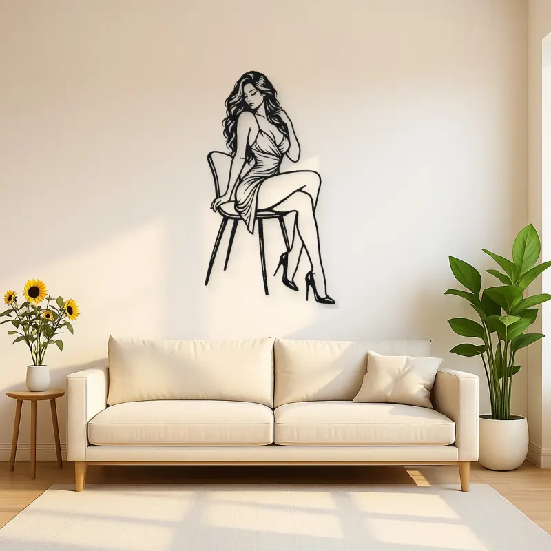 Sensual Chair Pose Metal Wall Art | Movement Silhouette Decor