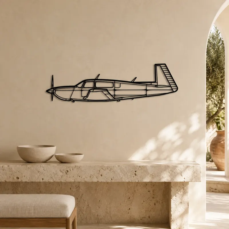 M20M Airplane Silhouette Metal Wall Art, Metal Aircraft Silhouette, Aviation Wall Decor, Aviator Decor - lifestyle view 3