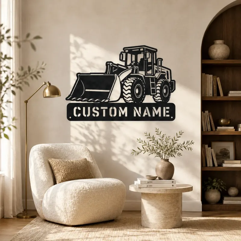 Personalized Compact Wheel Loader Low Bucket Metal Wall Art - lifestyle view 5