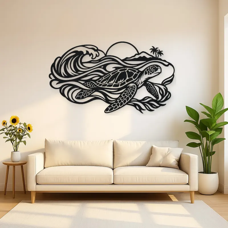 Sea Turtle Current Metal Wall Art | Coastal and Nautical Wall Decor
