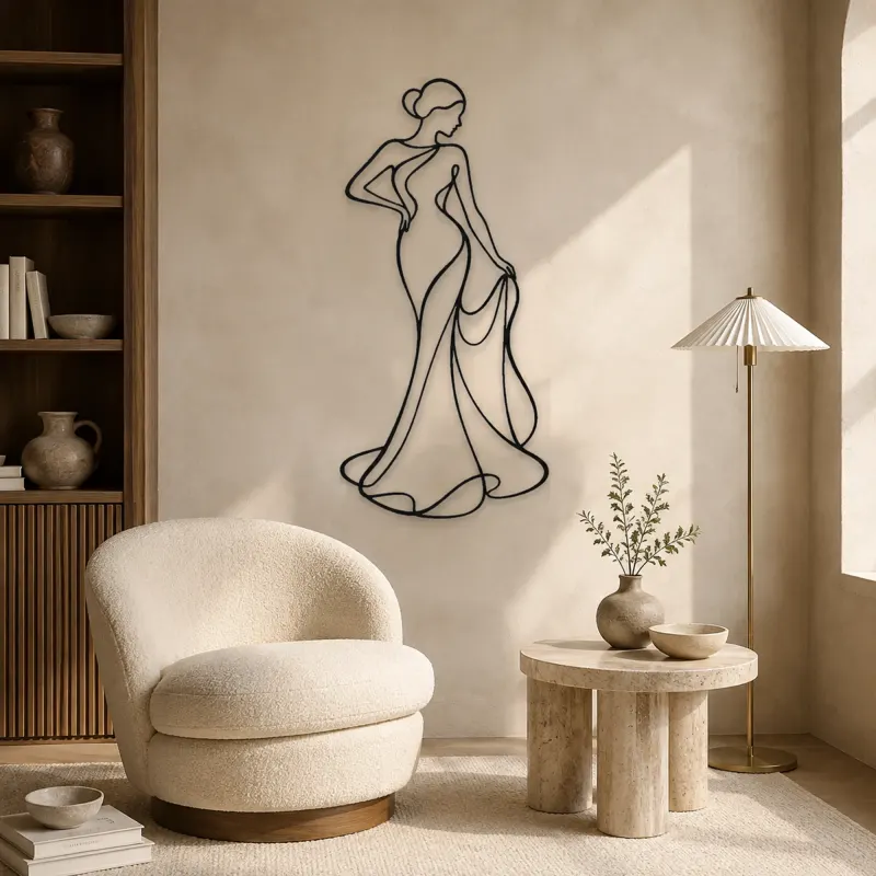 Standing Drape Twist Metal Wall Art | Feminine Figure Wall Decor - lifestyle view 5