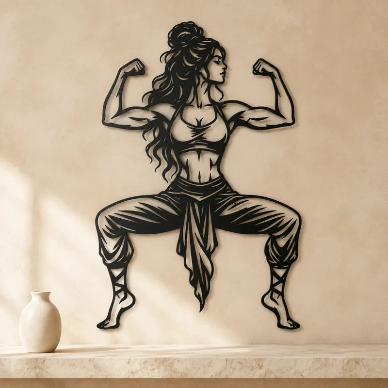 Goddess Pose Strength Metal Wall Art | Movement Silhouette Decor - lifestyle view 3