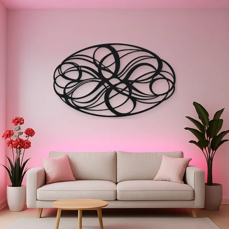 Woven Oval Network Metal Wall Art | Modern Abstract Metal Decor