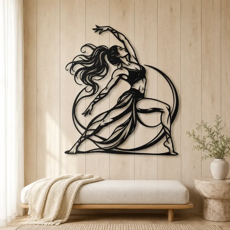 Warrior Flow Metal Wall Art | Movement Silhouette Decor - lifestyle view 5