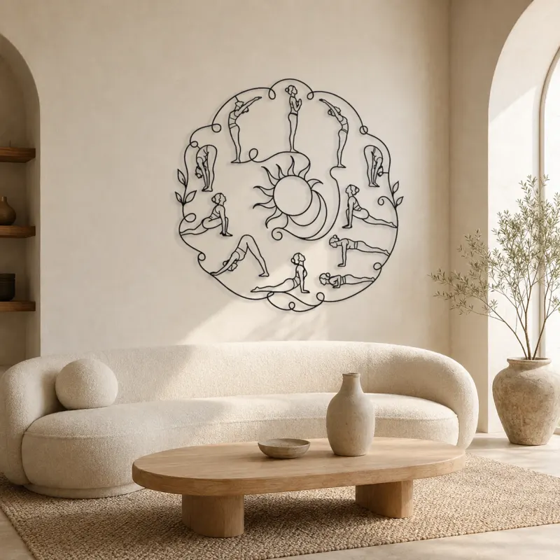 Sun Salutation Flow Metal Wall Art | Yoga and Meditation Wall Decor - lifestyle view 3