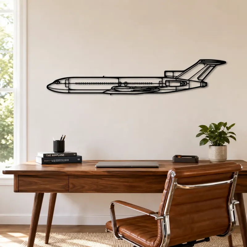 727 Airplane Silhouette Metal Wall Art, Metal Aircraft Silhouette, Aviation Wall Decor, Aviator Decor - lifestyle view 4