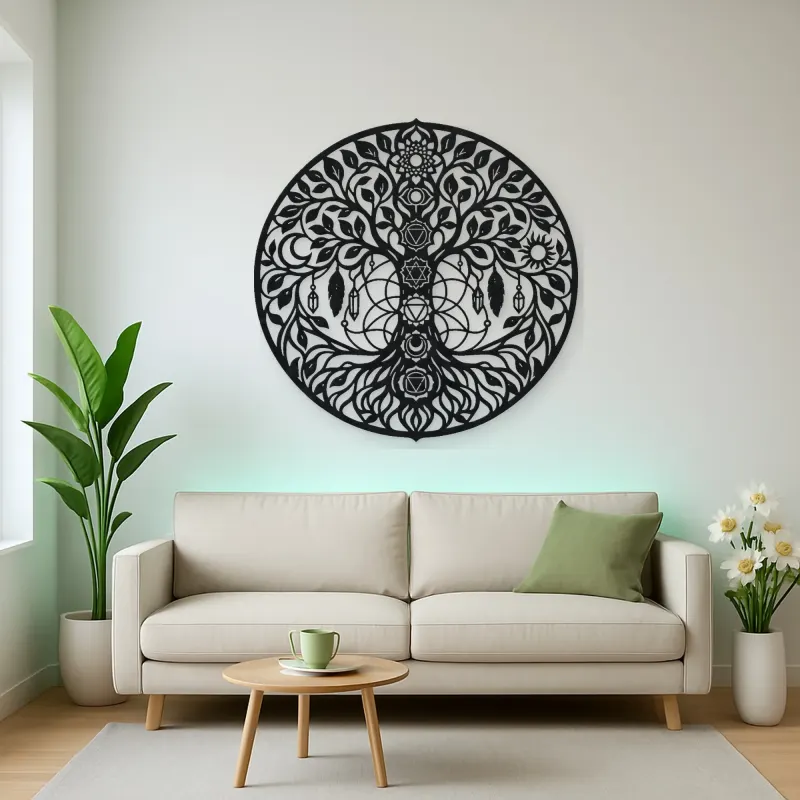 Seven Chakra Tree Metal Wall Art | Botanical Metal Wall Decor