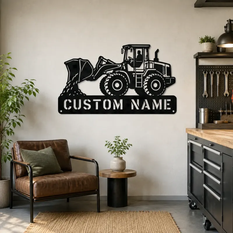 Personalized Wheel Loader Dumping Material Metal Wall Art - lifestyle view 4