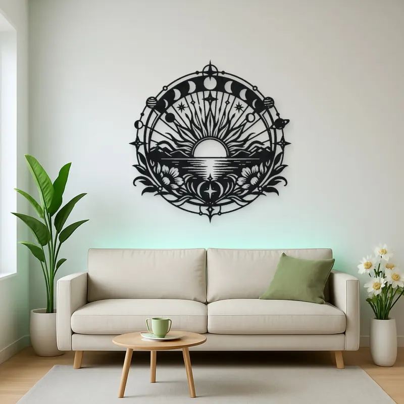 Sunrise Mandala Metal Wall Art | Spiritual Boho Metal Decor