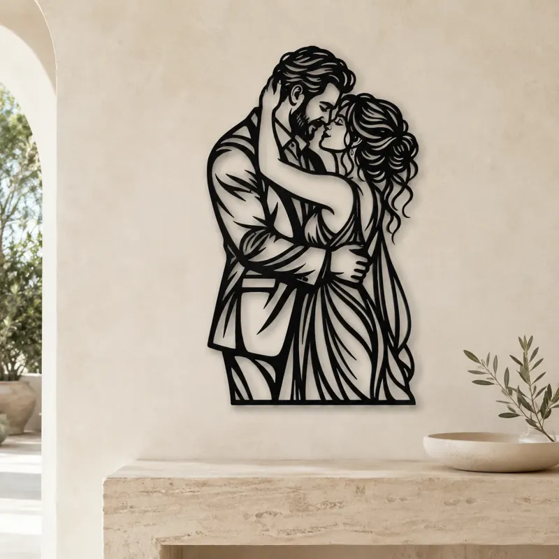 Anniversary Embrace Metal Wall Art | Romantic Couple Decor - lifestyle view 3