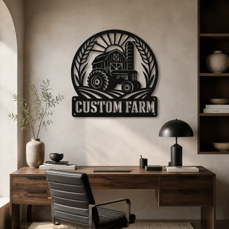 Personalized Tractor Farm Metal Wall Art with Barn Scene - lifestyle view 3