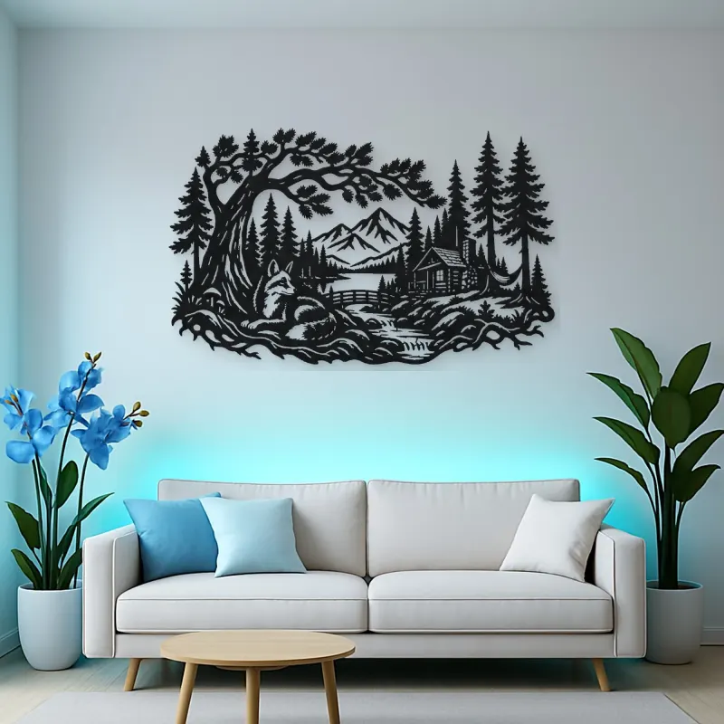 Fox beneath the Trees Metal Wall Art | Wildlife Silhouette Decor