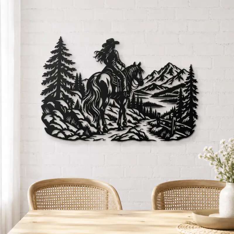 Rider on Trail Metal Wall Art | Equestrian Wall Decor - lifestyle view 4