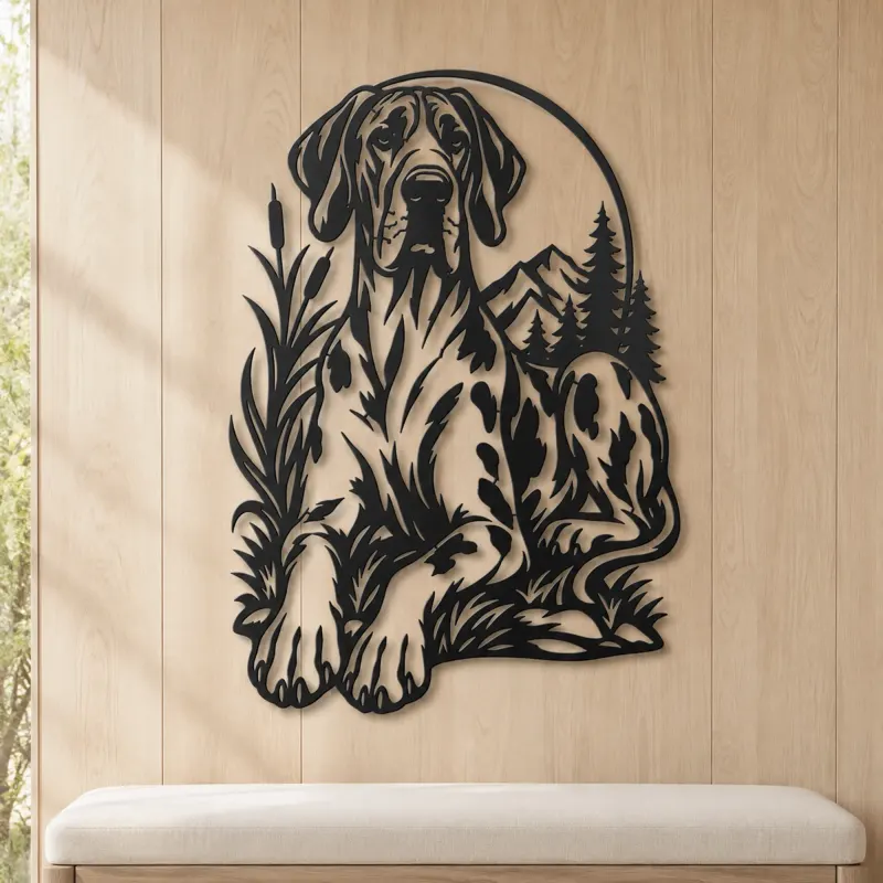 Great Dane Minimal Metal Wall Art | Pet Lover Silhouette Decor - lifestyle view 5