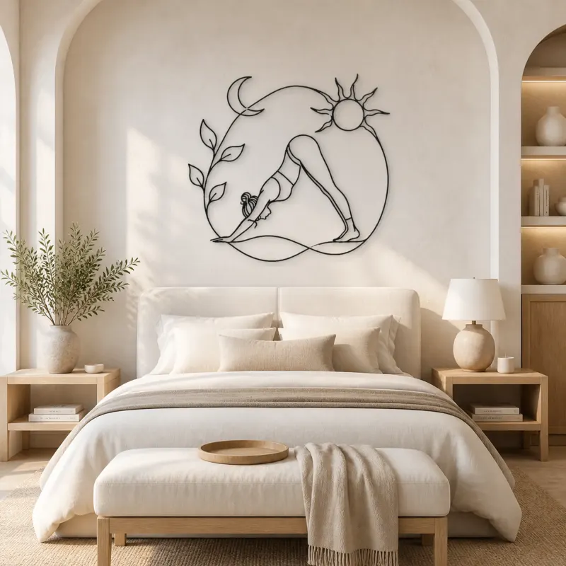 Downward Dog Line Metal Wall Art | Yoga and Meditation Wall Decor - lifestyle view 2