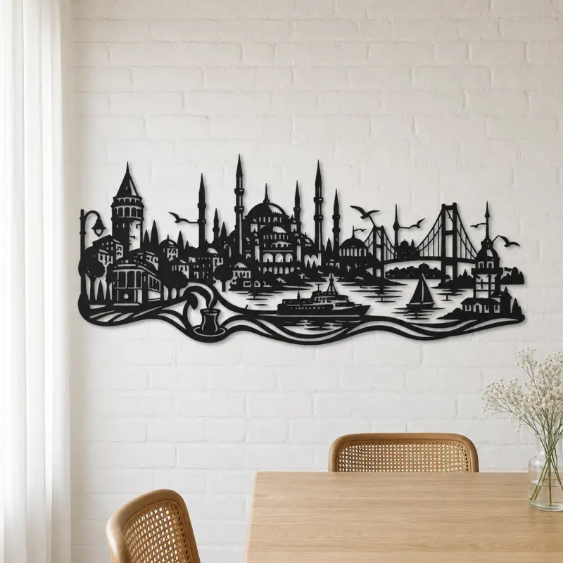 Istanbul Skyline Flow Metal Wall Art | Travel and City Wall Decor - lifestyle view 4