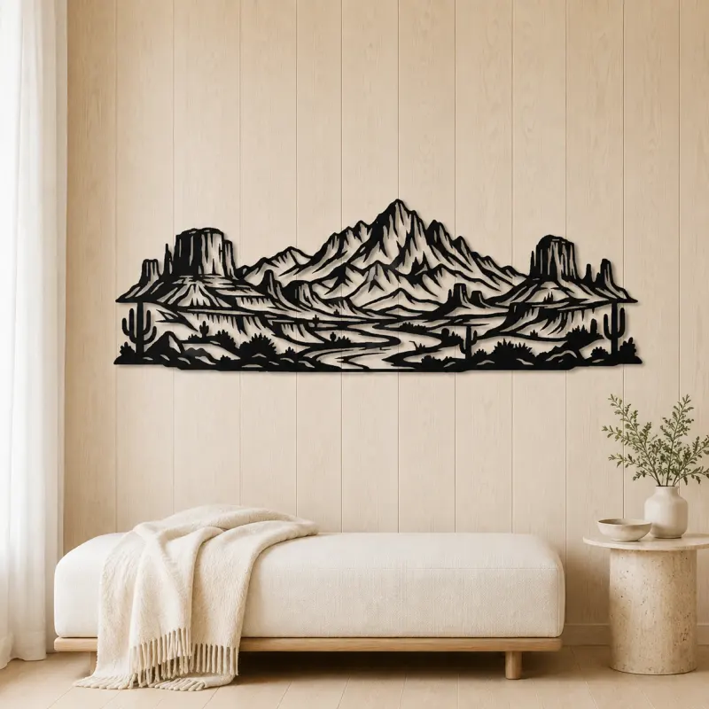 Desert Mesa Range Metal Wall Art | Nature Silhouette Decor - lifestyle view 5