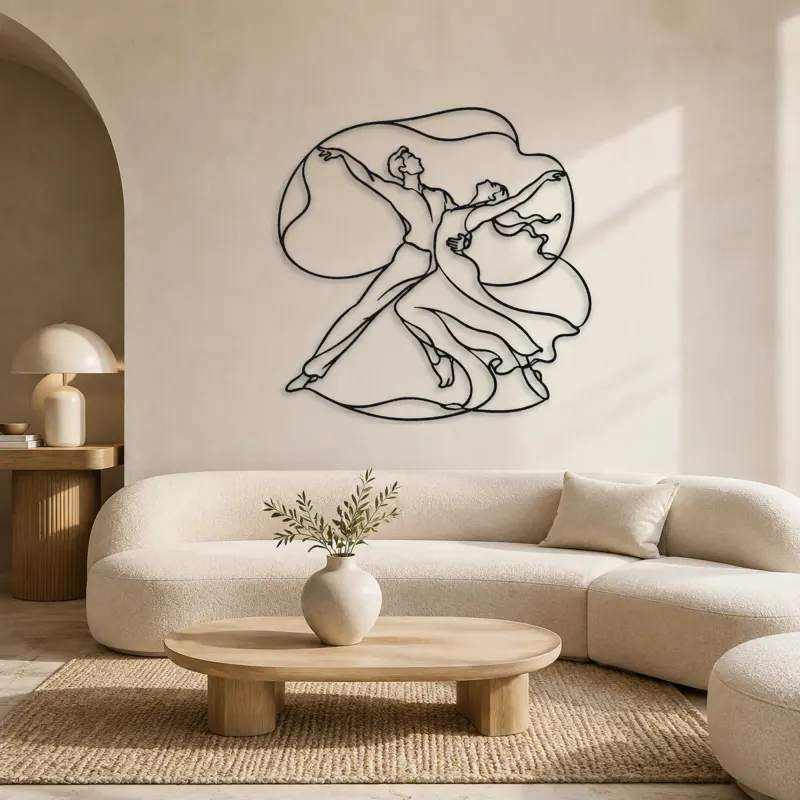 Contemporary Duet Curve Metal Wall Art | Couple Dance Wall Decor - lifestyle view 3