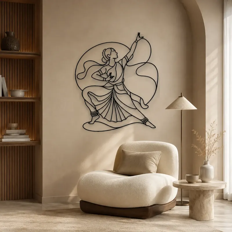 Bharatanatyam Pose Metal Wall Art | Dance Silhouette Wall Decor - lifestyle view 5