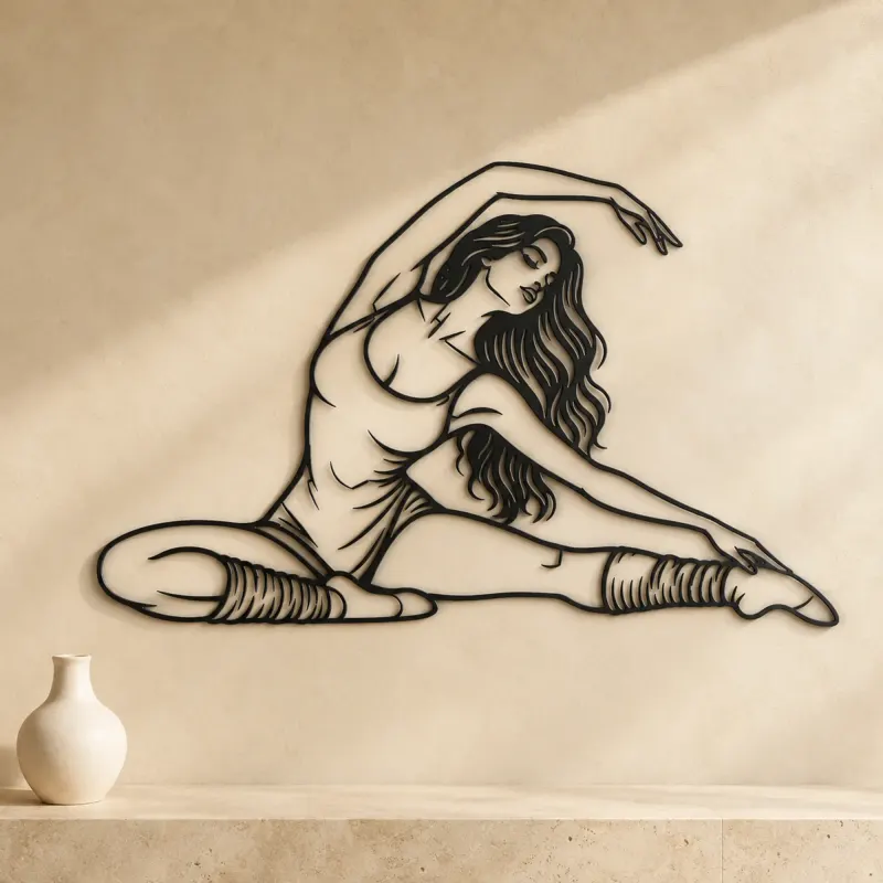 Floor Stretch Muse Metal Wall Art | Movement Silhouette Decor - lifestyle view 3