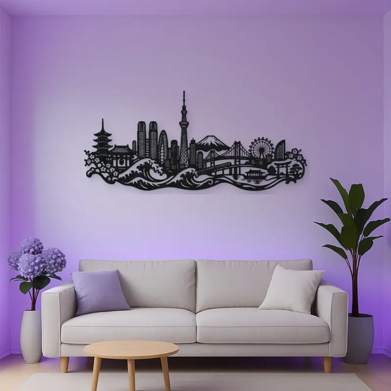 Tokyo Skyline Wave Metal Wall Art | Travel and City Wall Decor