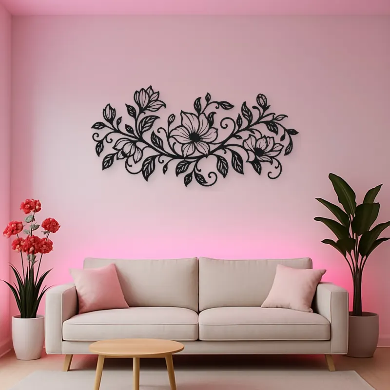 Endless Floral Vine Metal Wall Art | Botanical Metal Wall Decor