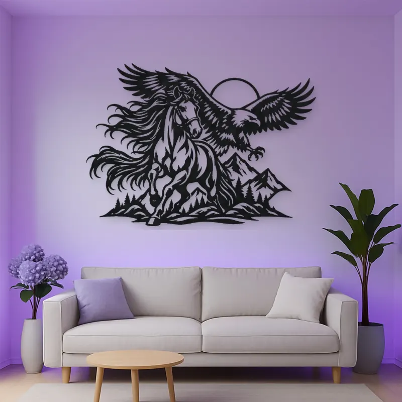 Horse and Eagle Metal Wall Art | Equestrian Wall Decor