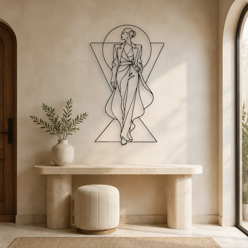 Geometric Runway Muse Metal Wall Art | Fashion Figure Wall Decor - lifestyle view 3