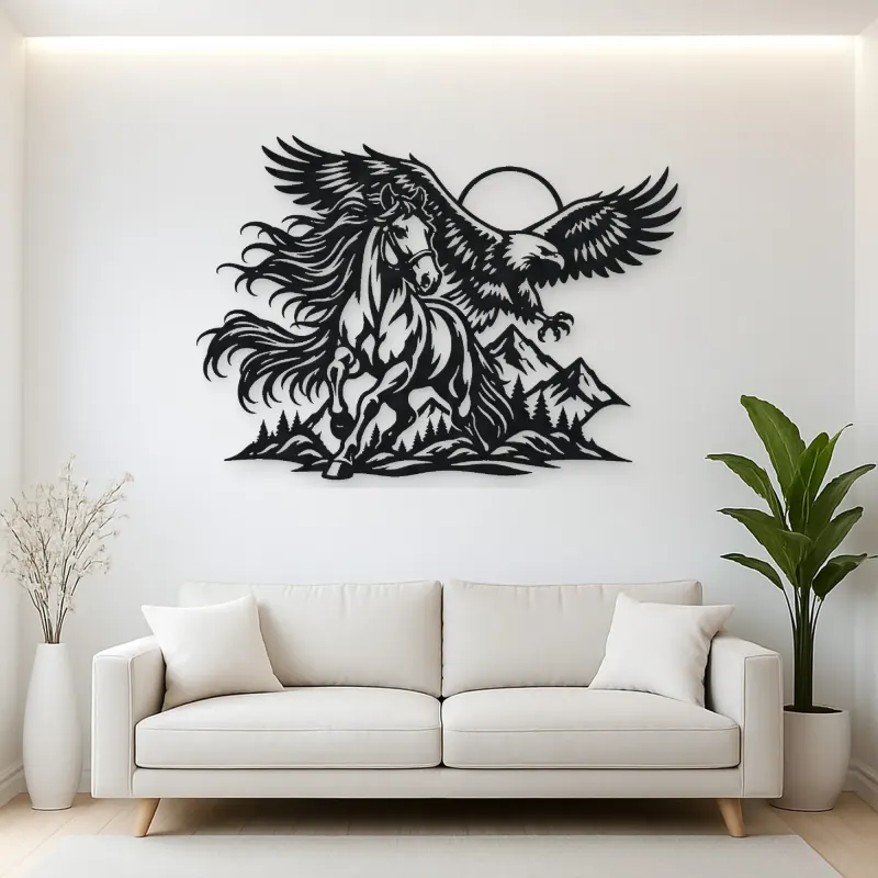 Horse and Eagle Metal Wall Art | Equestrian Wall Decor