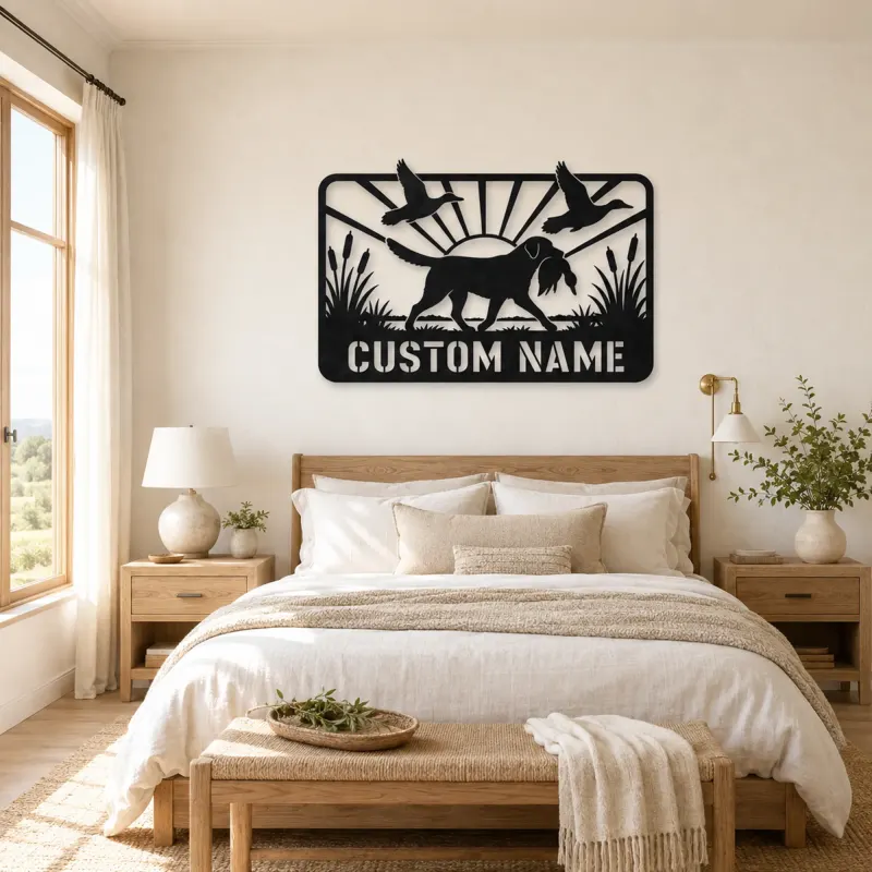 Personalized Retriever Duck Hunting Metal Wall Art - lifestyle view 2