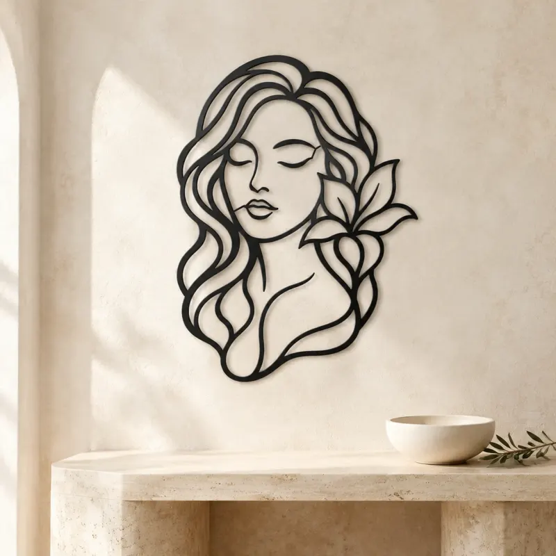 Closed Eyes Serenity Metal Wall Art | Modern Abstract Metal Decor - lifestyle view 3