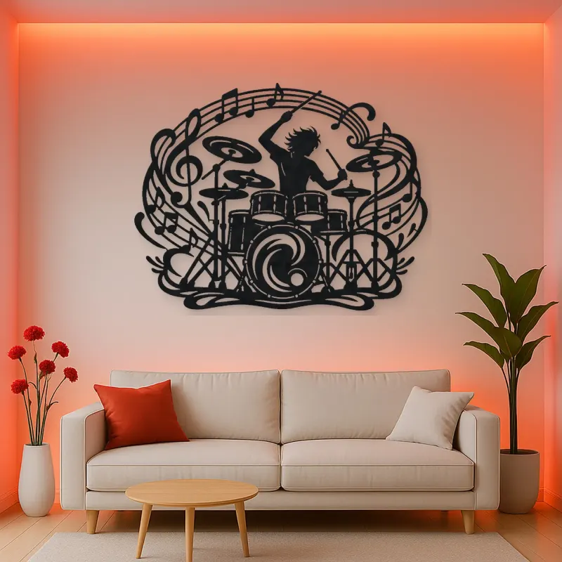 Drum Rhythm Circle Metal Wall Art | Modern Abstract Metal Decor