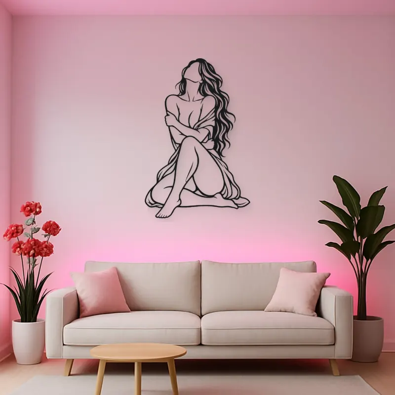 Quiet Self Love Metal Wall Art | Minimalist Woman Line Art