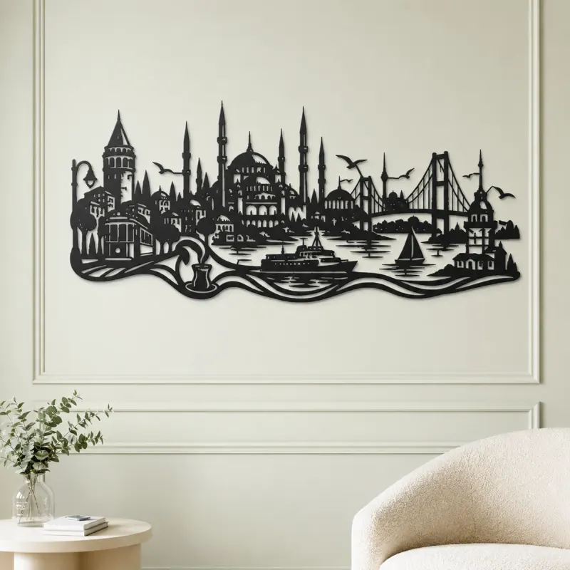 Istanbul Skyline Flow Metal Wall Art | Travel and City Wall Decor - lifestyle view 2