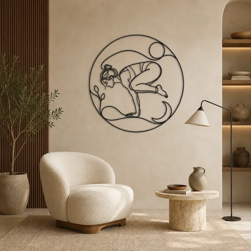 Crow Pose Balance Metal Wall Art | Yoga and Meditation Wall Decor - lifestyle view 5