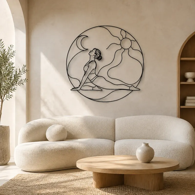 Pigeon Pose Release Metal Wall Art | Yoga and Meditation Wall Decor - lifestyle view 3
