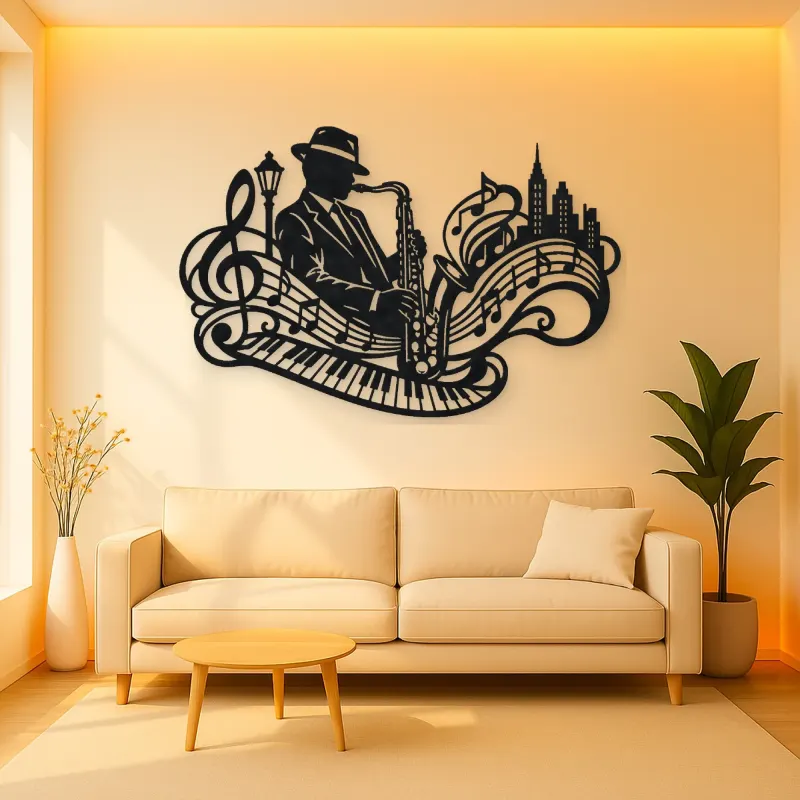Saxophone Jazz Flow Metal Wall Art | Music Room Wall Decor