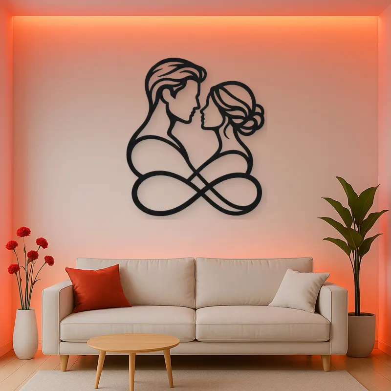 Intertwined Profiles Metal Wall Art | Romantic Couple Decor