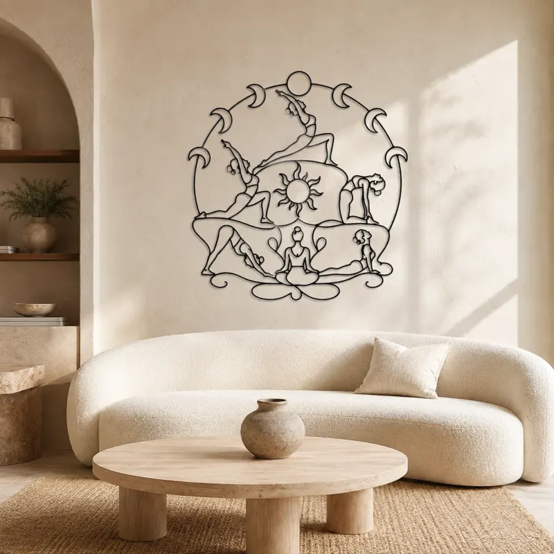 Yoga Moon Sequence Metal Wall Art | Yoga and Meditation Wall Decor - lifestyle view 3