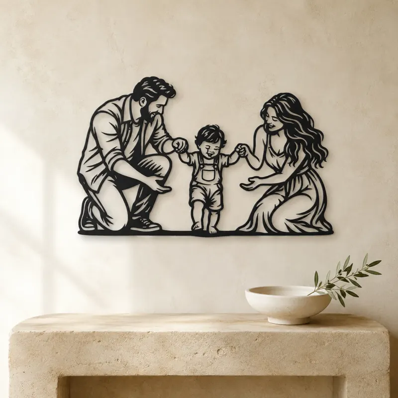 Baby First Steps Metal Wall Art | Family Silhouette Decor - lifestyle view 3