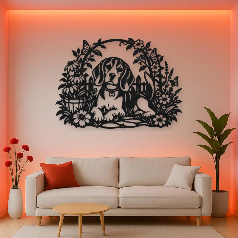 Beagle Garden Metal Wall Art | Pet Lover Silhouette Decor