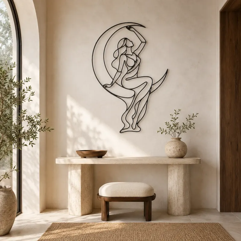 Moon Arc Muse Metal Wall Art | Celestial Woman Wall Decor - lifestyle view 3