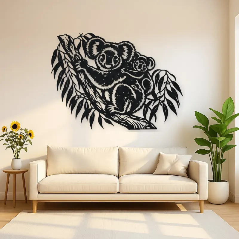 Koala Eucalyptus Metal Wall Art | Wildlife Silhouette Decor